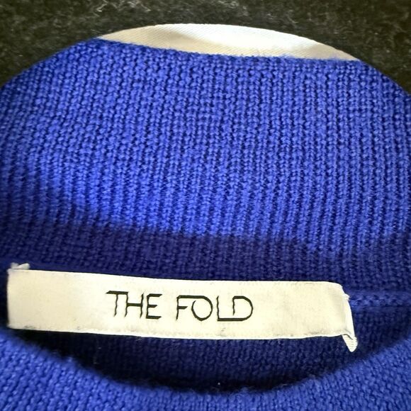 The Fold Sweater Women's Large Blue Knit 100% Merino Wool Long Sleeve Pullover - Picture 5 of 10